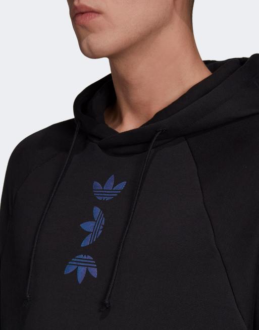 adidas Originals zeno hoodie in black with central trefoil logos