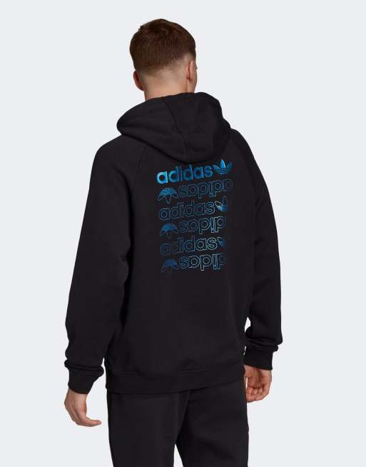 Adidas originals hoodie with central trefoil in blac hot sale