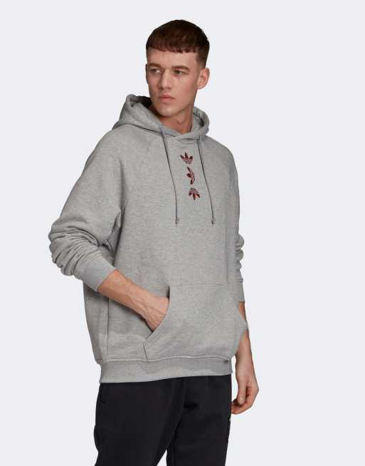 adidas Originals zeno hoodie in grey with central trefoil logos