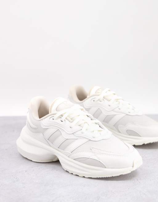 adidas Originals – Zentic – Buty sportowe w kolorze złamanej bieli, z różową naszywką