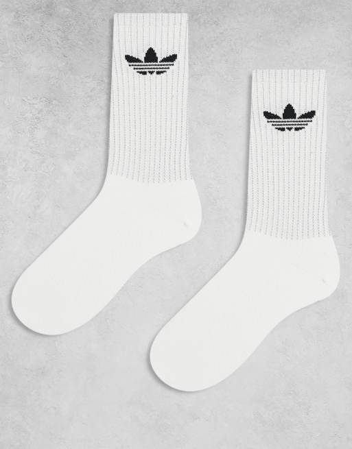 adidas Originals – Zestaw 2 par białych skarpetek z odblaskowymi wstawkami i logo Trefoil