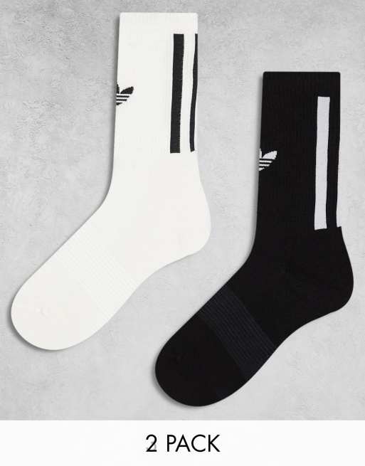adidas Originals – Zestaw 2 par skarpetek w kolorach czarnym i białym z logo Trefoil