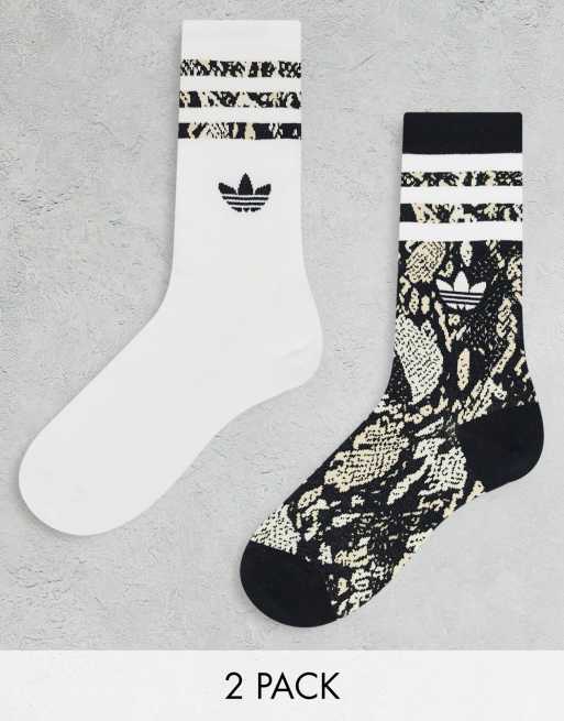 adidas Originals – Zestaw 2 par skarpetek w kolorach czarnym i białym ze zwierzęcym wzorem