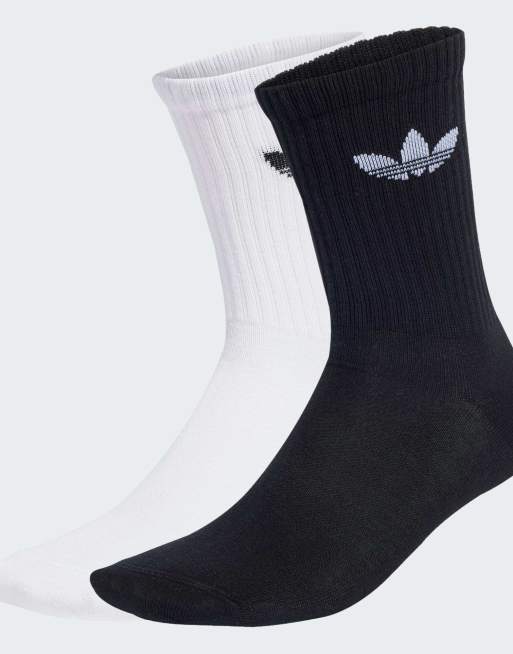 adidas Originals – Zestaw 2 par skarpetek z falbanką w kolorach białym i czarnym