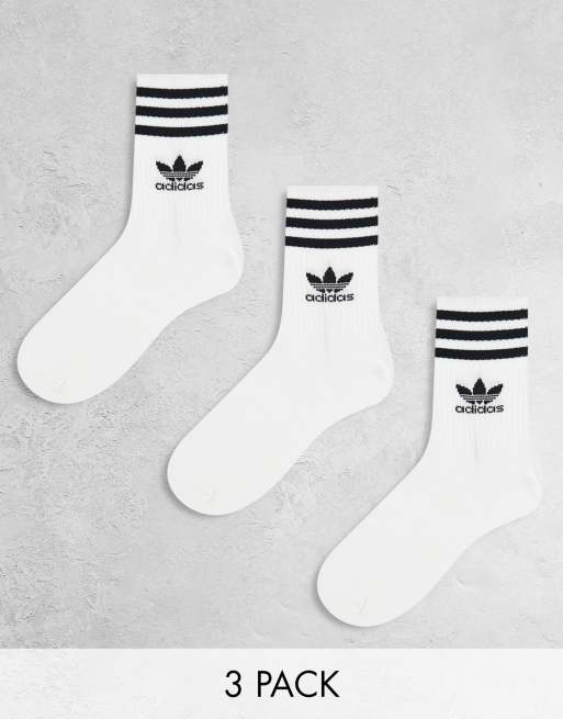 adidas Originals – Zestaw 3 par białych skarpetek do kostki