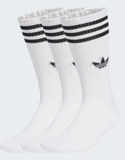 adidas Originals – Zestaw 3 par białych skarpetek z 3 paskami