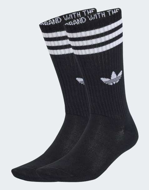 adidas Originals – Zestaw 3 par czarnych dłuższych skarpetek z 3 paskami - view 1
