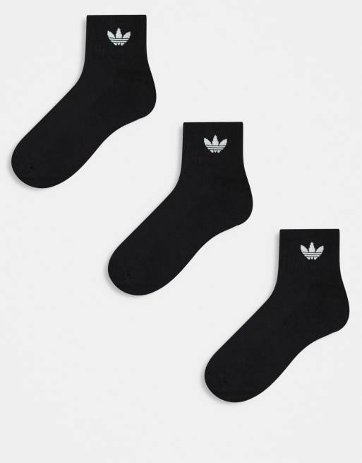 adidas Originals – Zestaw 3 par czarnych skarpetek do kostki z logo Trefoil