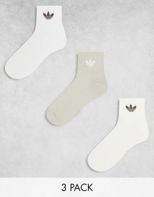 adidas Originals – Zestaw 3 par skarpetek w neutralnych odcieniach z logo Trefoil