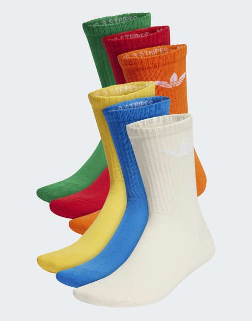 adidas Originals – Zestaw 6 par skarpetek w tęczowych kolorach z logo Trefoil