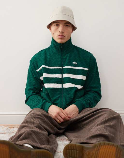 adidas Originals – Zielona kurtka dresowa we wzór z monogramem