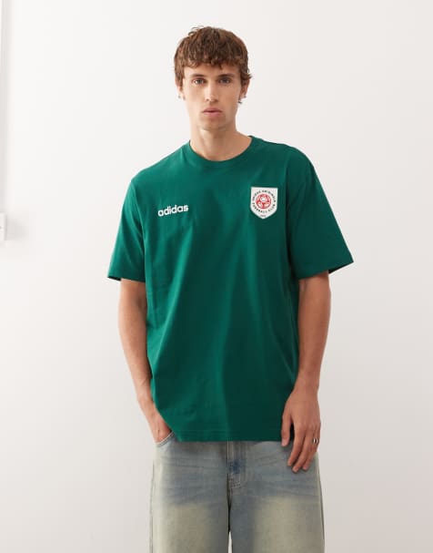 adidas Originals Badge graphic tee in collegiate green / collegiate