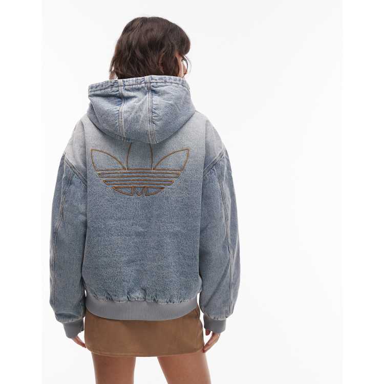 adidas Originals zip through denim hoodie in indigo | ASOS