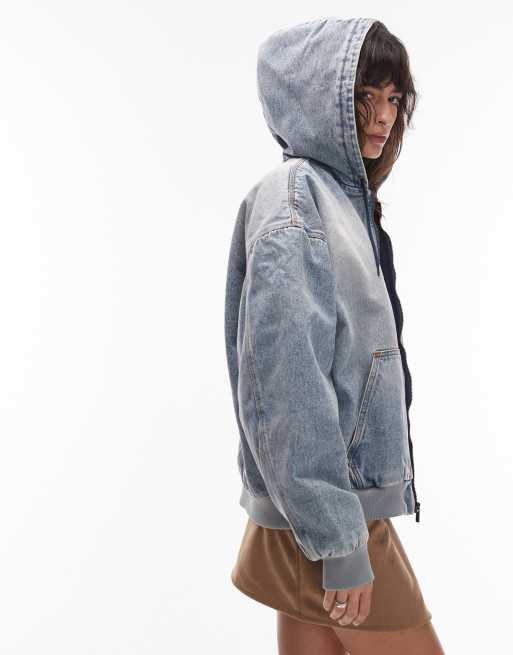 adidas Originals zip through denim hoodie in indigo | ASOS