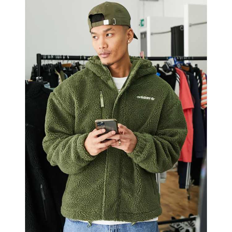 adidas Originals zip up fleece jacket in olive green | ASOS