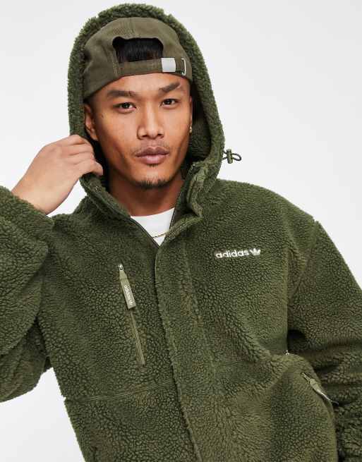 adidas Originals zip up fleece jacket in olive green | ASOS