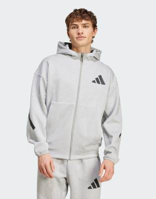 adidas Originals Z.N.E. premium full-zip hooded track jacket in grey - view 1