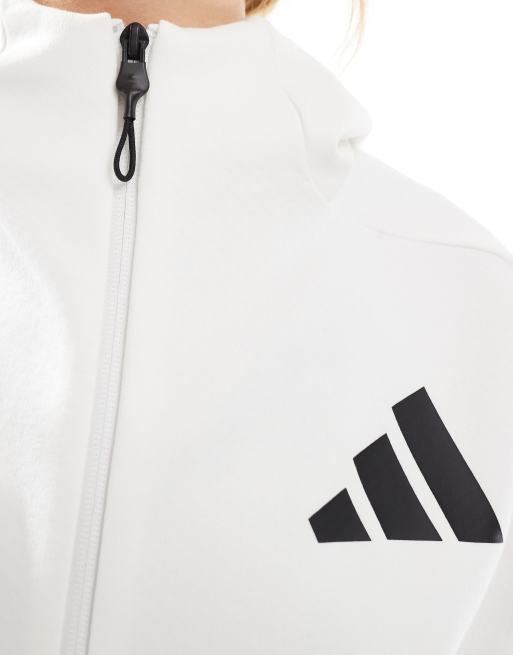 adidas Originals - Z.N.E. - Sweat à capuche zippé de qualité supérieure - Blanc , 3 de 4