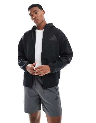 adidas Originals – Z.N.E. – Trainingsjacke in Schwarz mit Reißverschluss und Kapuze - view 1