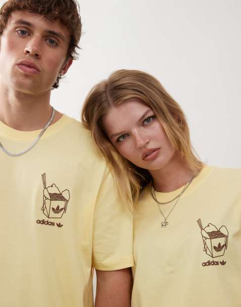 adidas Originals – Żółty T-shirt z grafiką z logo i pudełkiem z jedzeniem - view 1