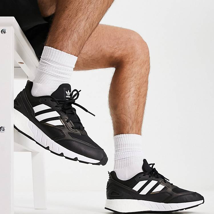adidas Originals ZX 1K Boost 2.0 sneakers in black and white
