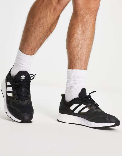 adidas Originals ZX 1K Boost 2.0 sneakers in black and white