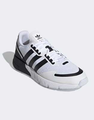 black and white tennis shoes on Adidas Originals Zx 1k Boost Sneakers In Black And White Common Ace