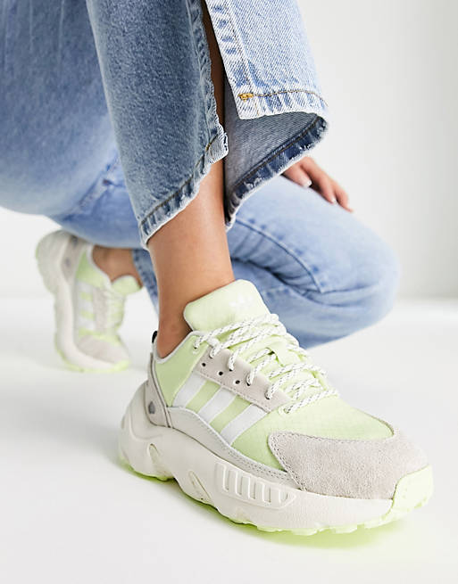 adidas Originals ZX 22 Boost trainers in off white and lime