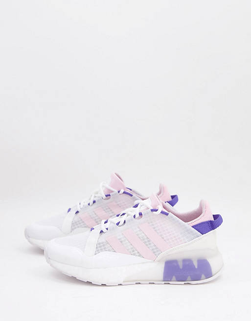 adidas Originals ZX 2K Boost Pure trainers in white and purple