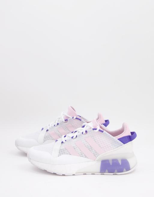 adidas Originals – ZX 2K Boost Pure – Vita och lila sneakers
