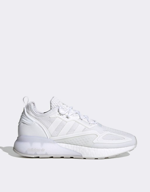 adidas Originals ZX 2K Flux sneakers in triple white by Adidas, available on asos.com for $150 Kendall Jenner Shoes Exact Product 