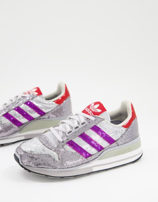 adidas Originals ZX 500 Baskets a sequins Argente