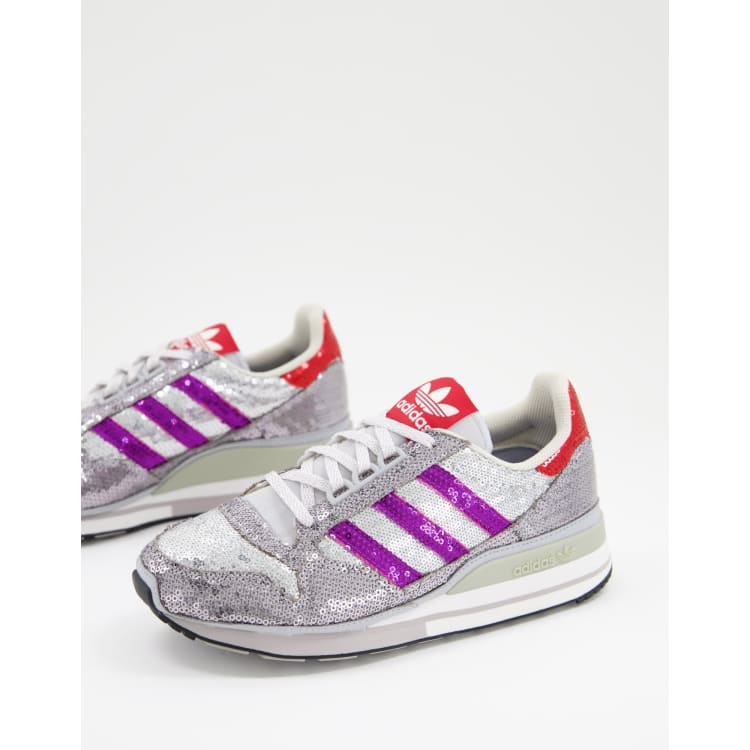 adidas Originals ZX 500 Sneakers argento con paillettes ASOS