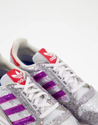 adidas Originals ZX 500 Sneakers argento con paillettes ASOS