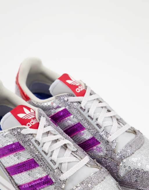 adidas Originals ZX 500 trainers in silver sequins