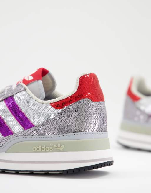 adidas Originals ZX 500 trainers in silver sequins