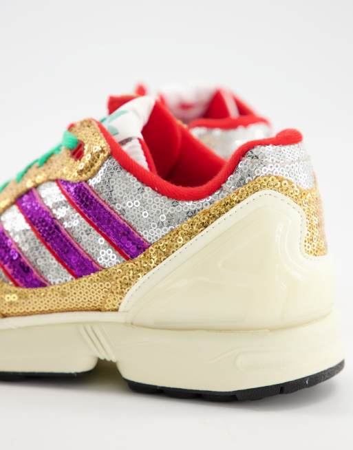 adidas Originals ZX 6000 sequin sneakers in gold