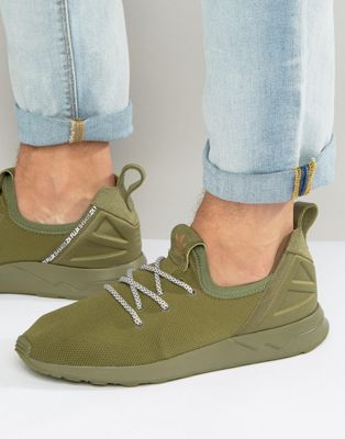 green adidas flux trainers