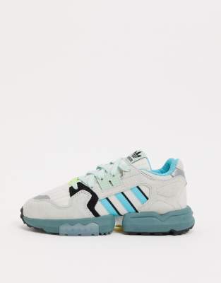 adidas originals zx torsion trainers in white and blue