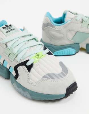 adidas originals zx torsion trainers in white and blue