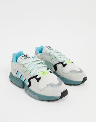 adidas originals zx torsion trainers in white and blue