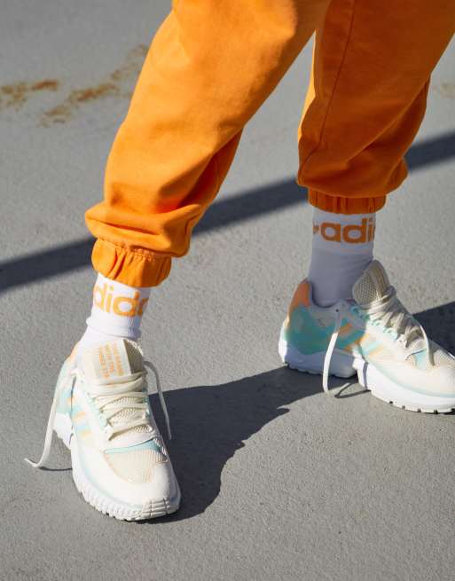 adidas Originals - ZX Wavian - Baskets - Blanc cassé avec détails bleus et orange