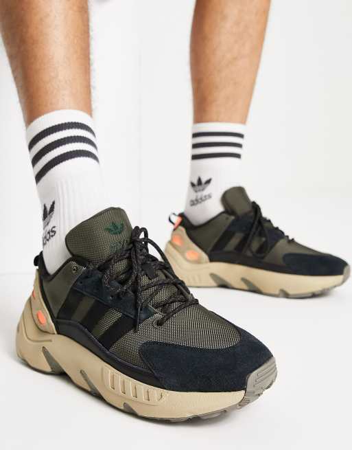 adidas Originals ZX22 Boost trainers in black and olive | ASOS