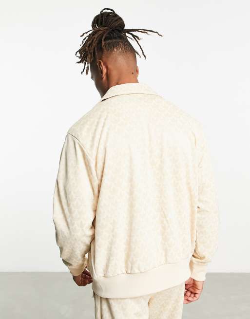 adidas Originas Trefoil monogram tracktop in neutral, 2 of 4