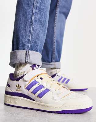 adidas Orignals Forum 84 low trainers in white and purple - ASOS Price Checker