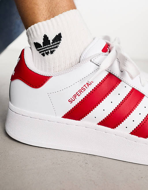 Samarbejde melon Streng adidas Orignals Superstar XLG sneakers in white and red | ASOS