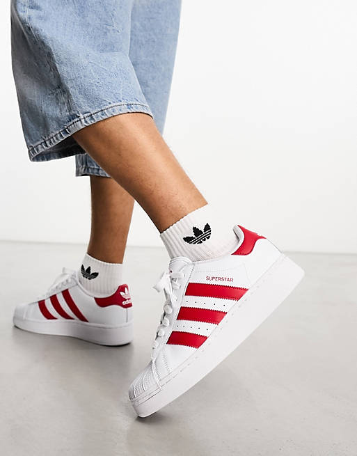 adidas Orignals Superstar XLG sneakers in white and red