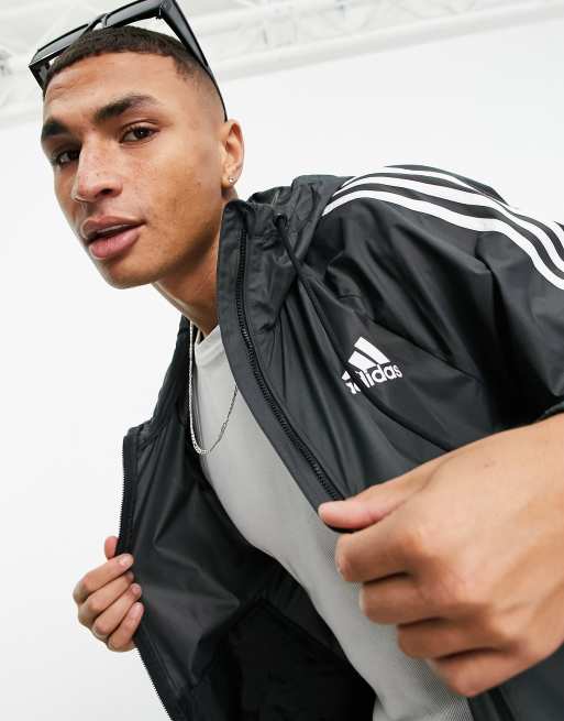 Adidas 3 hotsell stripe windbreaker