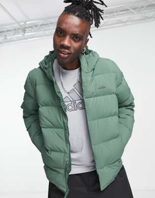 Adidas Performance - Adidas outdoor down hooded puffer jacket in khaki-green