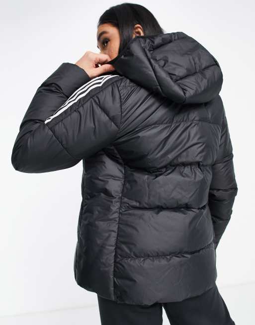 HOODED PUFFER JACKET - Black